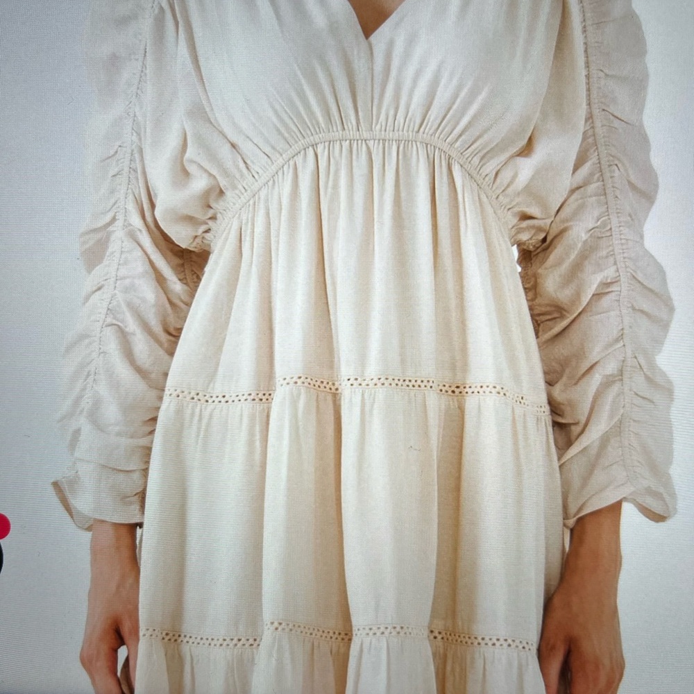 Free the Roses Cream Tiered Ruffled Midi Dress - Picture 4 of 6